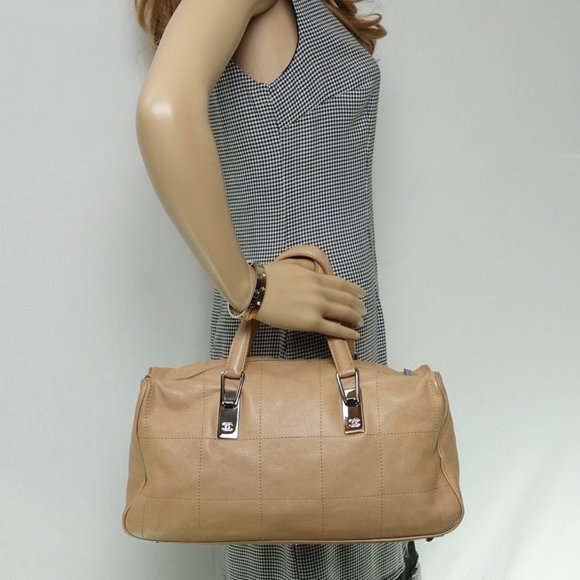 Auth Chanel Hand Bag Beige Cavier Skin #5718C32 - Picture 2 of 12